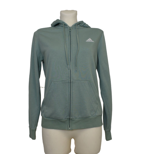 Ljósgræn rennd Adidas hettupeysa