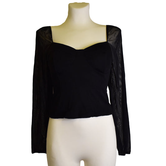 Corset svartur síðerma bolur