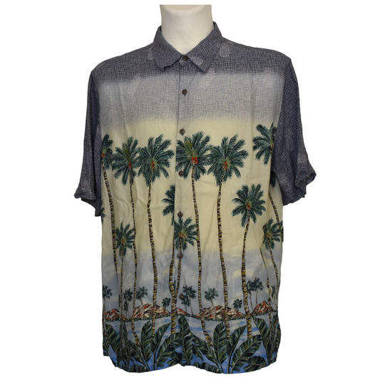 Grá Hawaii skyrta með pálmatrjám