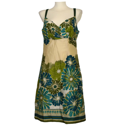 Blóma bómullar Spaghetti kjóll