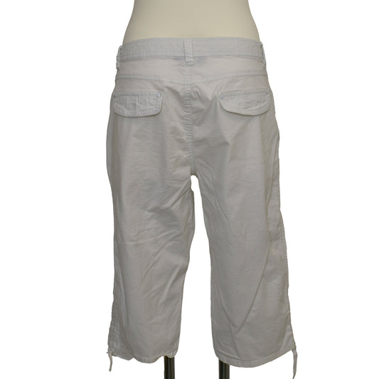 Hvítar high waist capri buxur