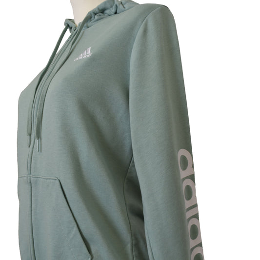 Ljósgræn rennd Adidas hettupeysa