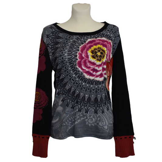 Desigual skrautlegur síðermabolur