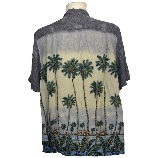 Grá Hawaii skyrta með pálmatrjám