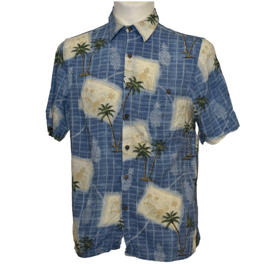 Blá Hawaii skyrta með pálmatrjám