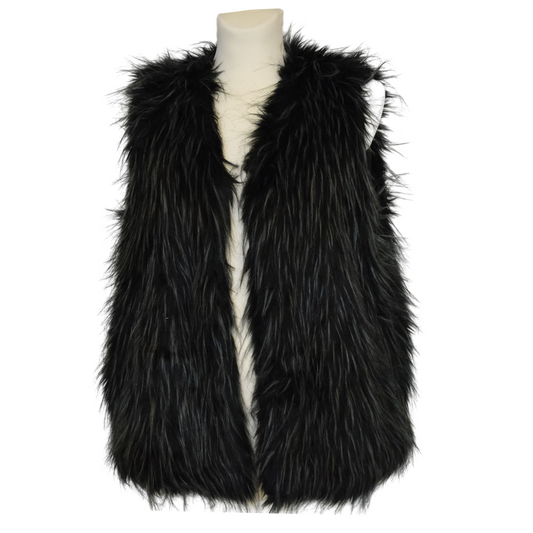 Svart fluffy loðvesti