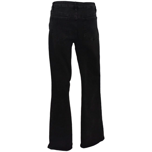 Svartar High Waist flared buxur með steinum