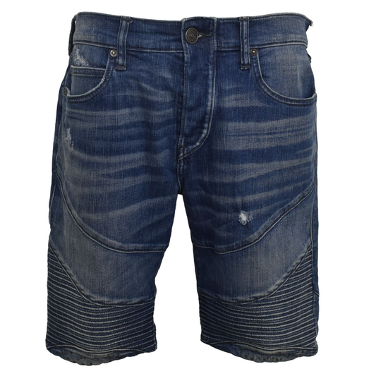 True Religion bláar rifflaðar stuttbuxur