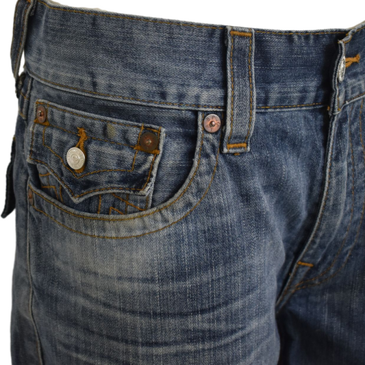 True Religion bláar stuttbuxur